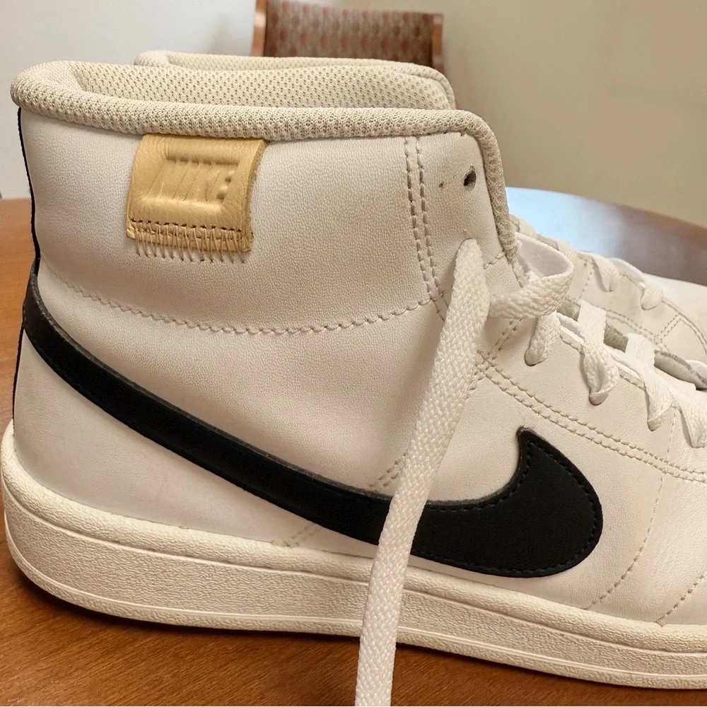 EUC Nike Court Royale 2 Mid White Onyx Leather Shoes, Size 8 Men (9.5-10 Women)